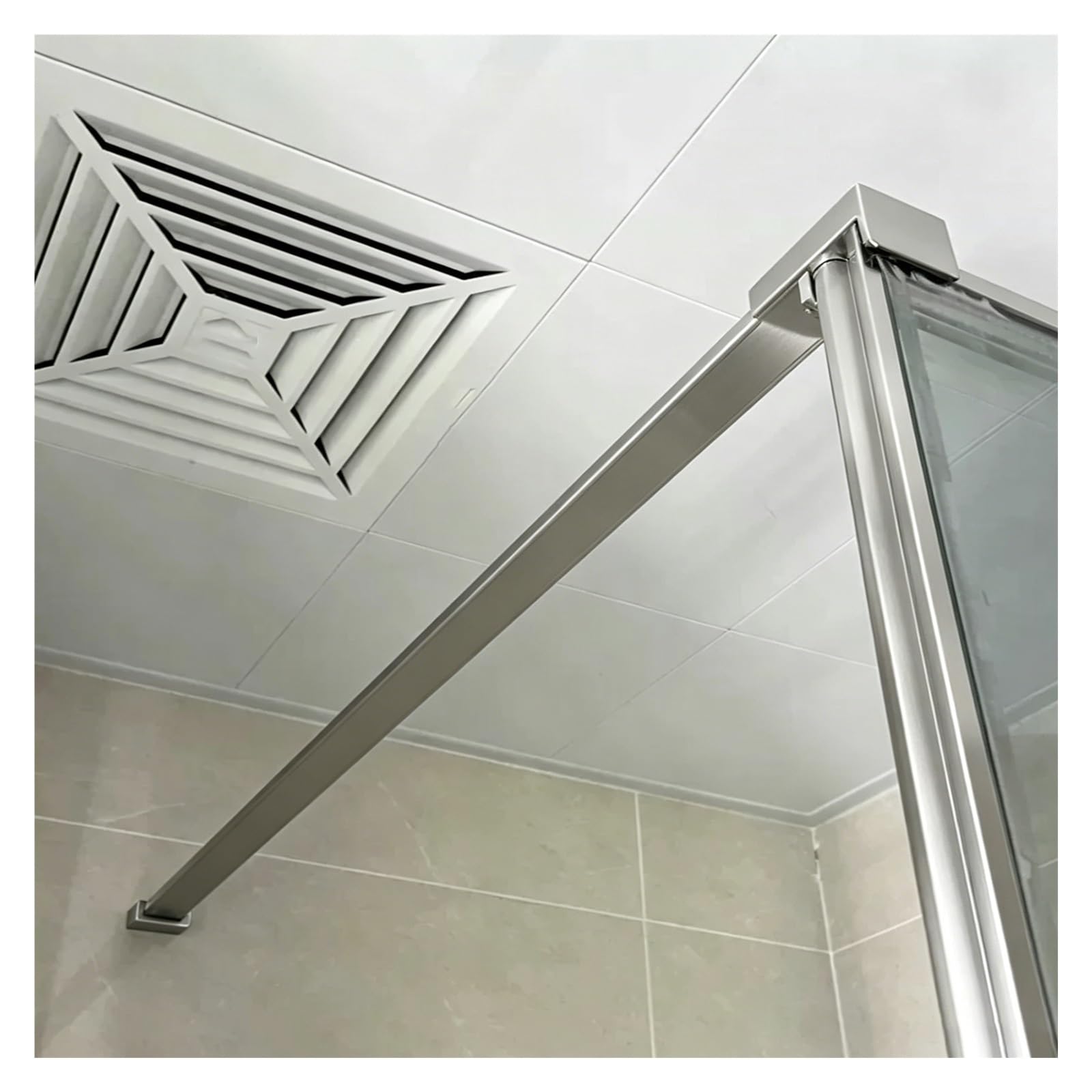 CHZDPP Glass Support Rod for Wet Area Divider, Stainless Steel Stops Wobbling Wall-to-Glass Brace, Shower Screen Support Bar for Bathroom/Aquarium/Hotel(Silver,100 cm/39.4 in)