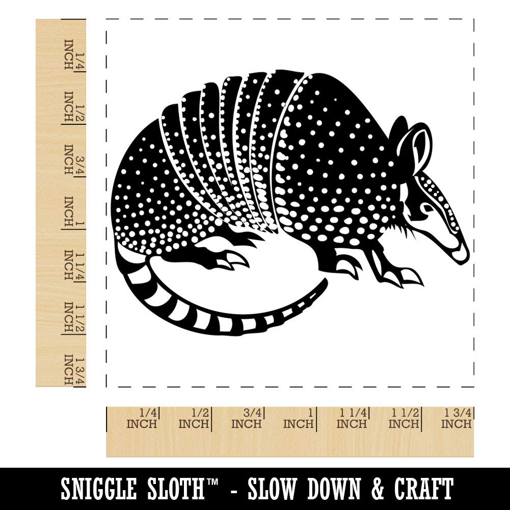 Armadillo Armored Animal Square Rubber Stamp for Stamping Crafting - 1.75in Medium