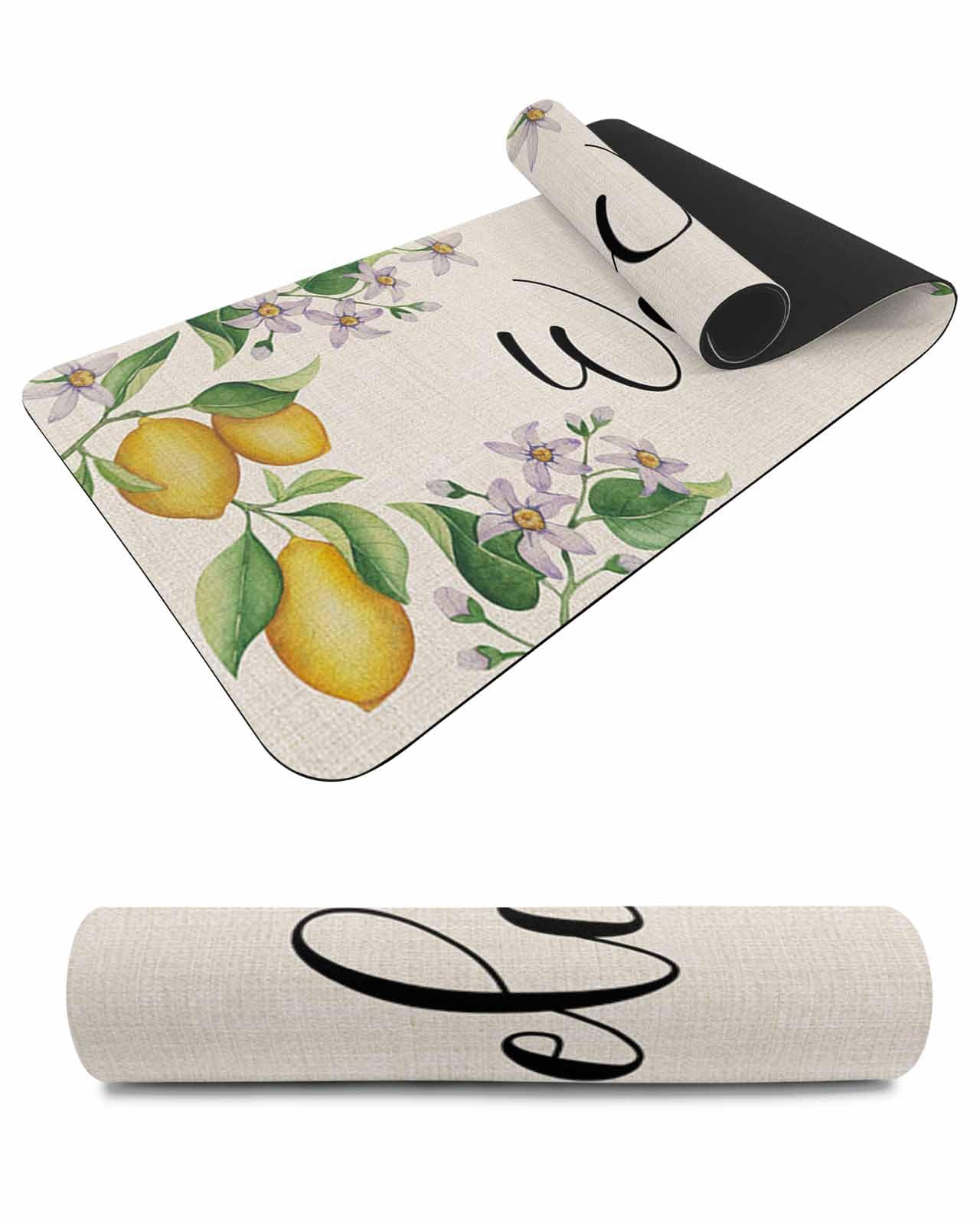 Debedcor Heat Proof Table Pads Waterproof Decorative, Summer Lemon Non-Slip Table Countertop Protector, Pastoral Rustic Floral Botanical Insulation Mat for Kitchen Room, 40 x 12 Inches