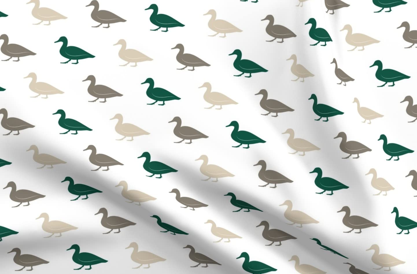 Spoonflower Fabric - Multi Duck Wholecloth Cheater Quilt Top Coordinate Green Ducks Hunting Printed on Petal Signature Cotton Fabric Fat Quarter - Sewing Quilting Apparel Crafts Decor