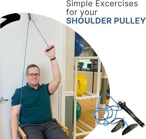Miniatura 6 de SelfCareCentral - Polea de hombro para terapia física, sistema de polea sobre la puerta para rehabilitación de hombros, equipo de ejercicio de hombro