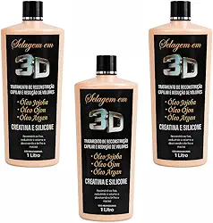 Selagem 3D Profissional – Kit 3×1000 ml | alinhamento dos fios, hidratação e brilho