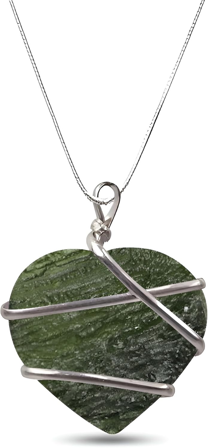 Authentic Moldavite Pendant Necklace Real Czech Moldavite Crystal 925 Sterling Silver Handmade Healing Crystal Jewelry Gift for Her Chakra Birthstone Pendant