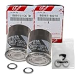 Genuine OEM Engine Oil Filter 90915-10010 Replacement (2pcs) + DIINGO Engine oil Plug Drain Gasket 90430-12031 (2pcs) For V6 3.5L 3.4L Tundra 2022-2024 - Sequoia 2023-2024 - 90915-YZZN3 new version