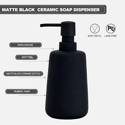 Miniatura 3 de Dispensador de jabón mate para baño, dispensador de loción suave al tacto de 13.5 onzas, dispensador de jabón de manos para baño, dispensador de