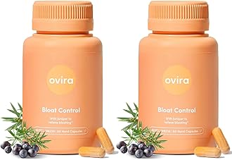 Ovira Bloat Control Supplement with JUNICLEAR - 60 Capsules for Gas and Bloating Relief | Effective Debloating for Women and Men | Helps Water Retention & Promotes Digestive Health - Pack of 2