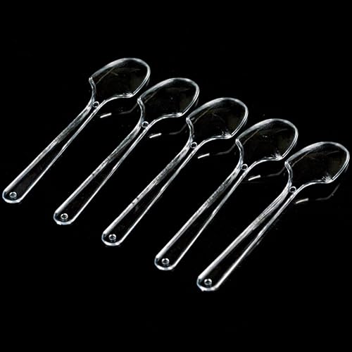 Miniatura 4 de AKOAK 100 cucharas desechables de plástico transparente para postre, aperitivo, helado y sopa