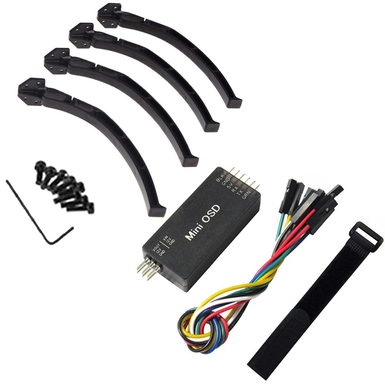 Universal Tall Landing Gear Skids & Mini OSD Module On Screen Display Video Record