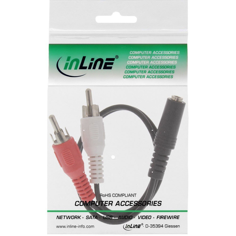 InLine Cinch/Klinke Kabel – 2x Cinch Auf 3,5 Mm Klinke, 0,2 M, Für Audio-Verbindungen