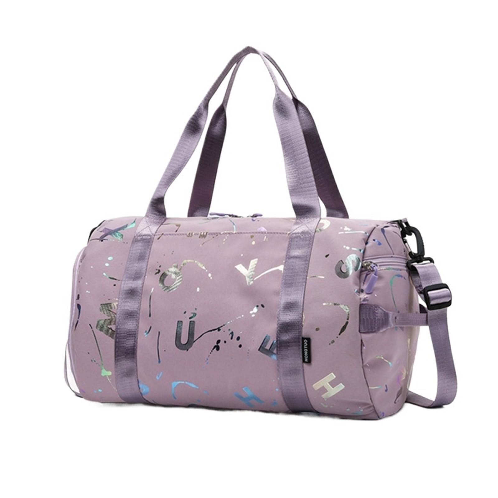 Sac à bandoulière étanche pour gym, yoga, sport, danse pour fille et garçon, graffiti, voyage, fitness, siwmming sec humide, violet, Taille unique