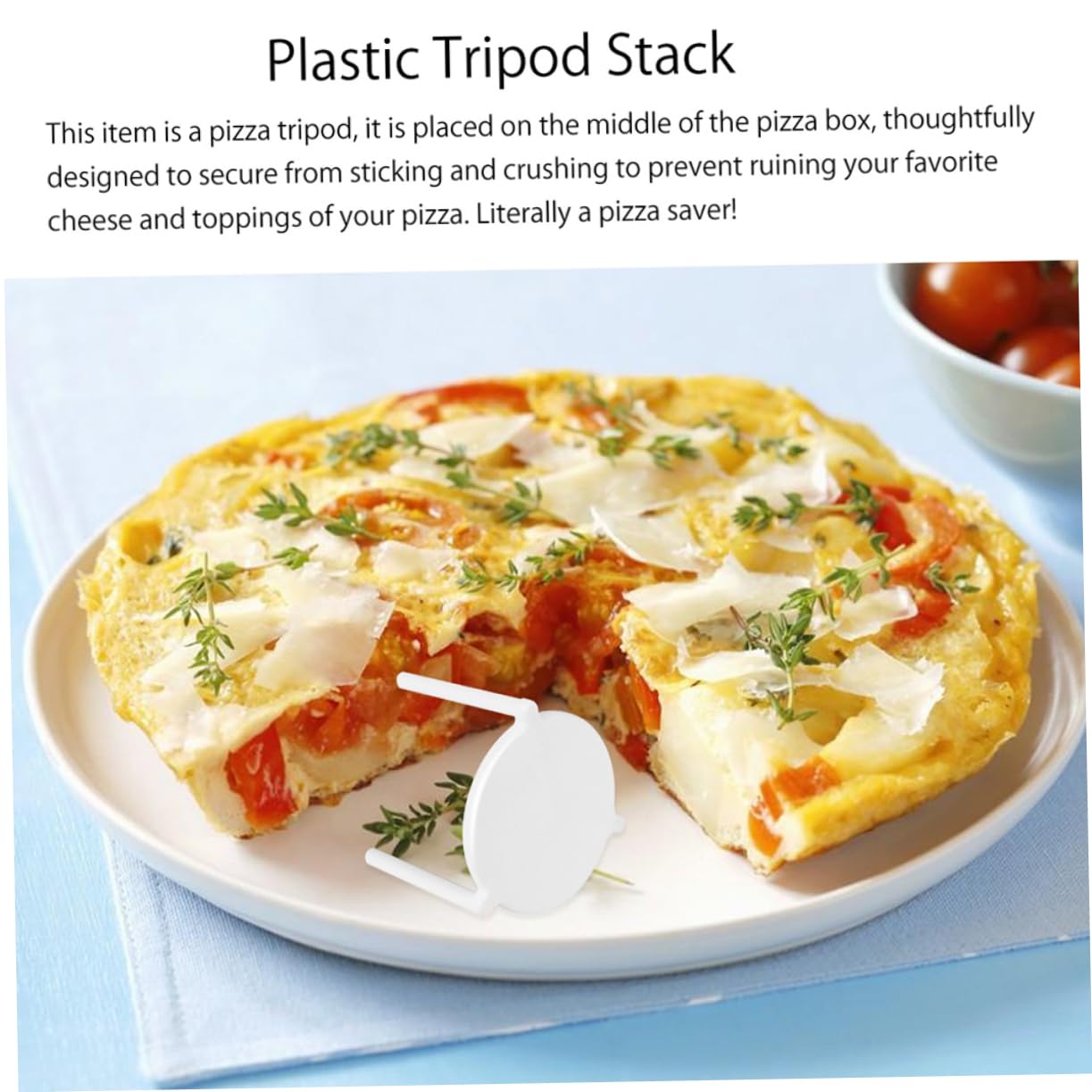 COLLBATH 200pcs Pizza Stand Pizza Support Frame Pizza Holder Saver Tabletop Tripod Pizza Saver Tripod Pizza Serving Tray Pizza Takeaway Pizza Table Pizza Savers Saver Stand Plastic White