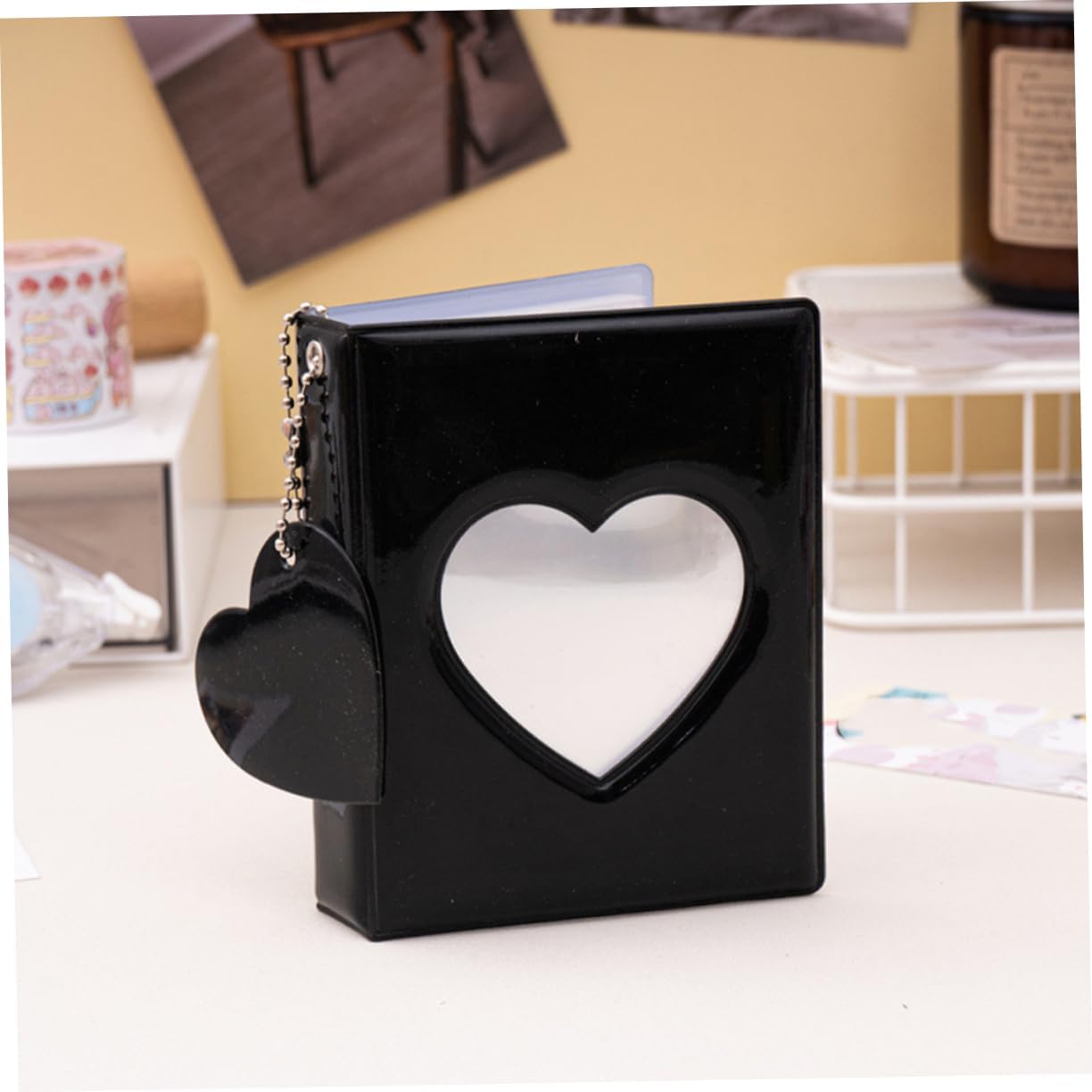 2pcs Mini Heart Photo Album Binder PVC for 32 Photos with Pendant