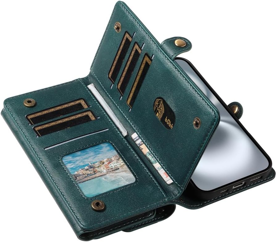 Crossbody Case for Google Pixel 10ProXL/10 Pro/10, Large Capacity Wallet Flip Stand Phone Case Stylish Drop Full Protection Shell Green