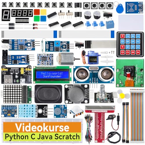 SunFounder Raspberry Pi Ultimate Starter Kit für Raspberry Pi 4B 3B+ 400, Java Python C Scratch Node
