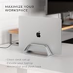 HumanCentric Vertical Laptop Stand Compatible with MacBook Pro and MacBook Air, Holder for Personal Computer Desk Stand, Aluminium, Exchangeable Inserts to Fit Different Device Models, Silver