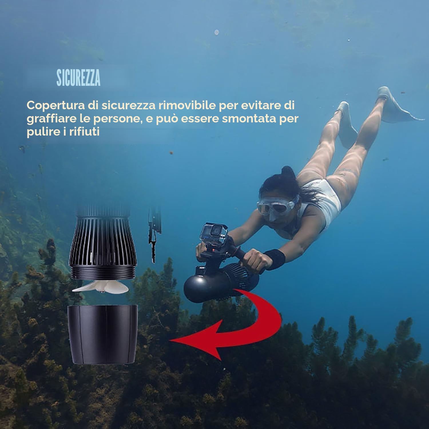 Scooter elettrico subacqueo da 500 W 50 minuti di immersione Scooter da immersione 10 km/h Accessori per tavole da paddle SUP Motore per tavola da surf elettrica