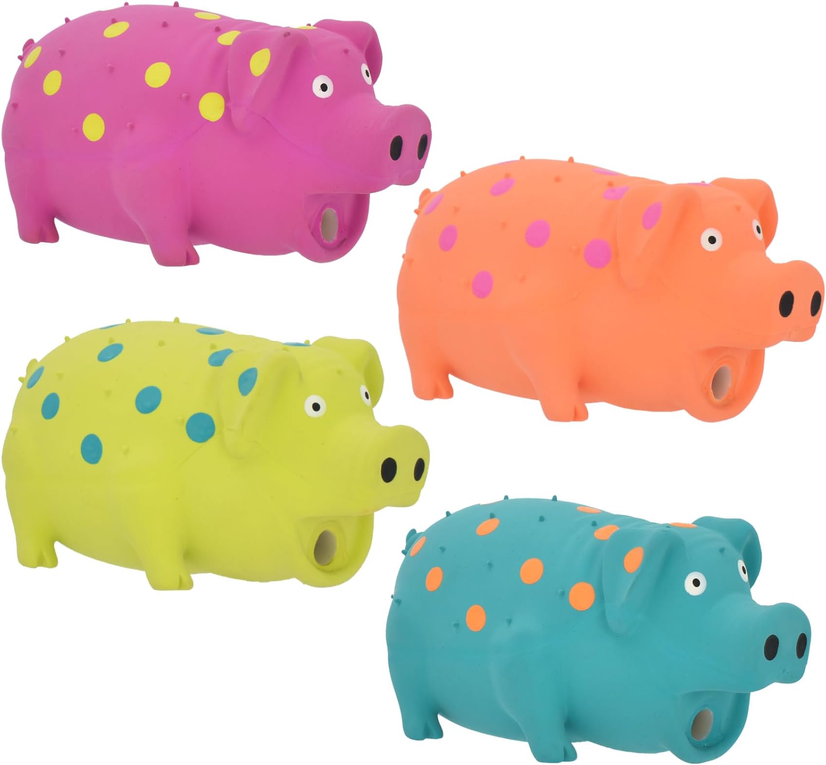 9-Inch Latex Polka Dot Globlet Pig Dog Toy, Assorted Colors