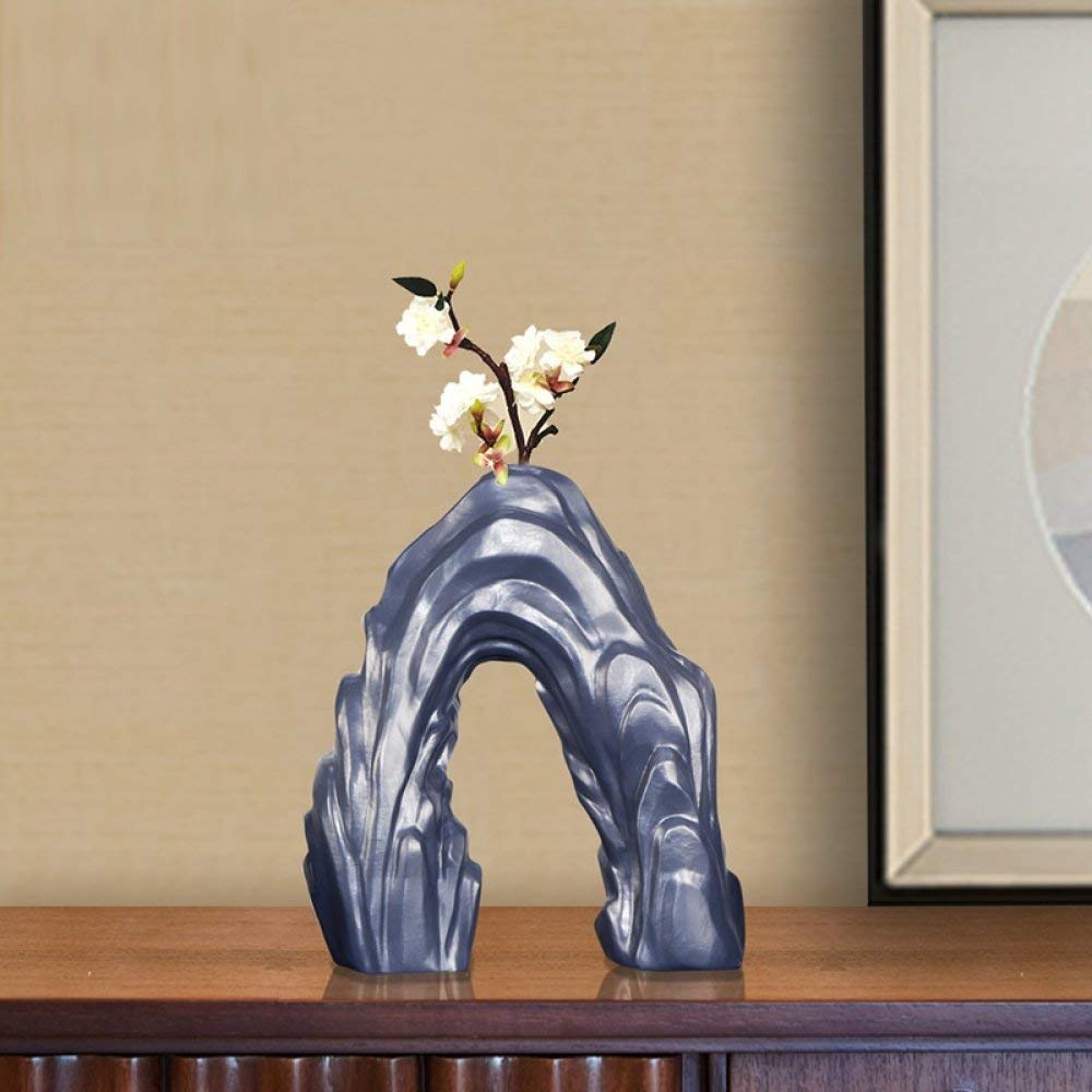 Statue montagne abstraite bleue en résine pour décoration maison et bureau