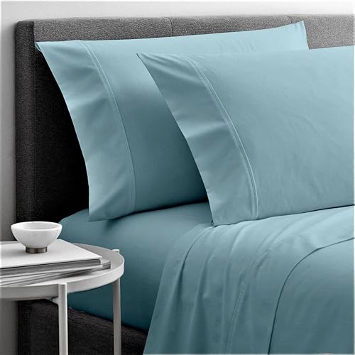 Twin XL Sheets Set for College- Dorm Bedding Sheet Set (4 Pcs),Twin Extra Long Bed Sheet Set- 400 TC,Twin Long Bedding for Dorm Bed to fit Upto 15" Deep Mattress,100% Egyptian Cotton (Light Blue)