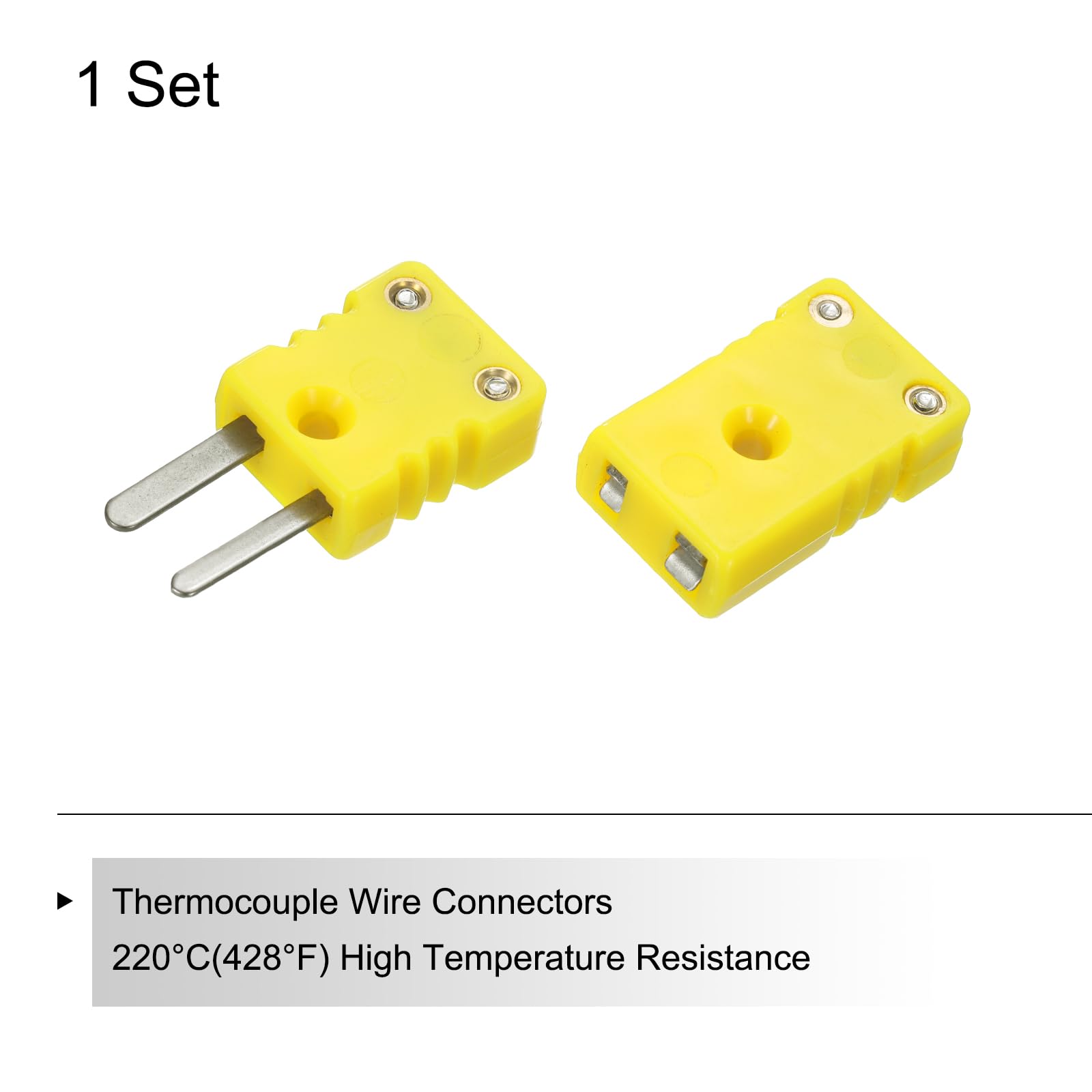 QUARKZMAN Mini K Termopara Złącza męskie żeńskie wtyczka adapter wysokiej temperatury 220°C (428°F) do czujnika termopary żółty sonda 3 zestawy