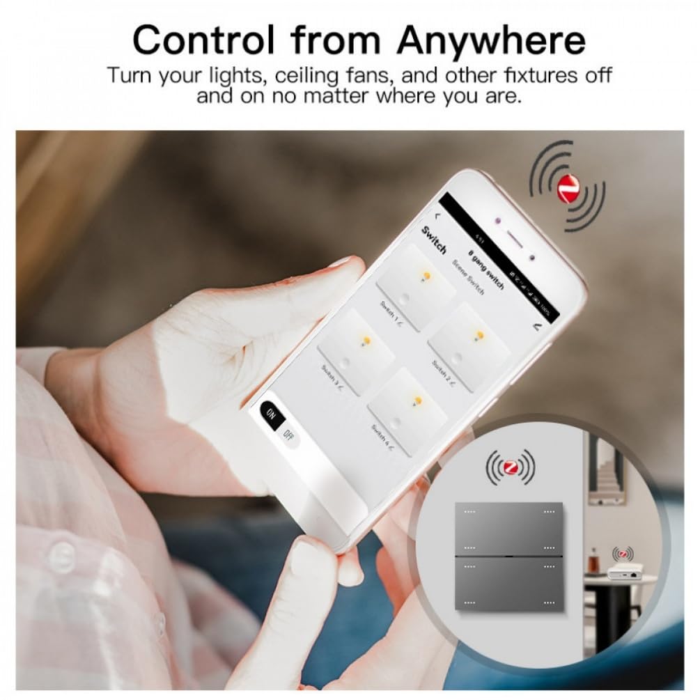 Tuya Zigbee Interruptor Inteligente de 8 teclas Interruptor de Sincronización de 10A Control Inteligente por Voz para el Hogar funciona con Gateway AC110-220V 300W (Black)