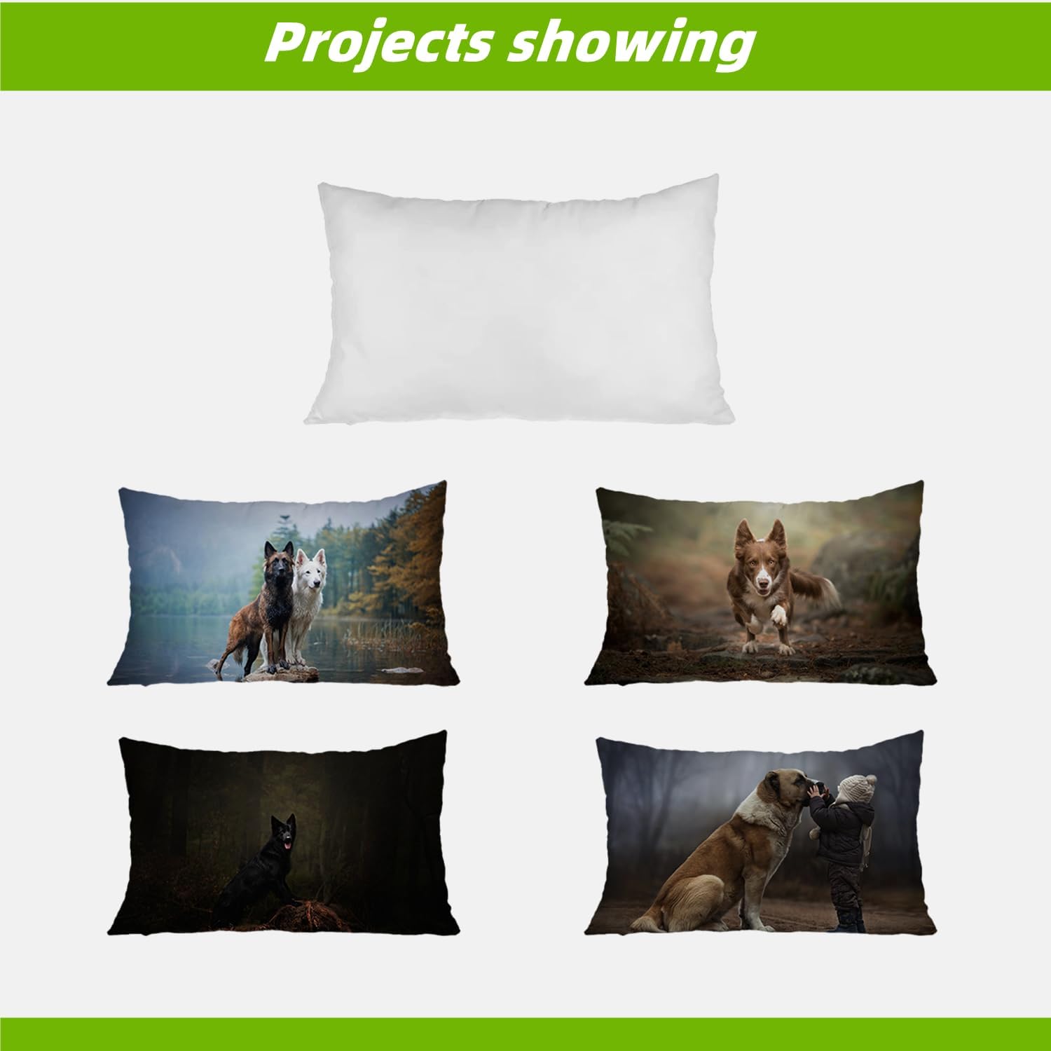 6pack Sublimation Short Plush Fabric Cases Blanks, 20 x 28 Inch, Pure White Style Throw Pillow Covers, Cushion Cover for Heat Press, Sofa Couch DIY (No Insert)