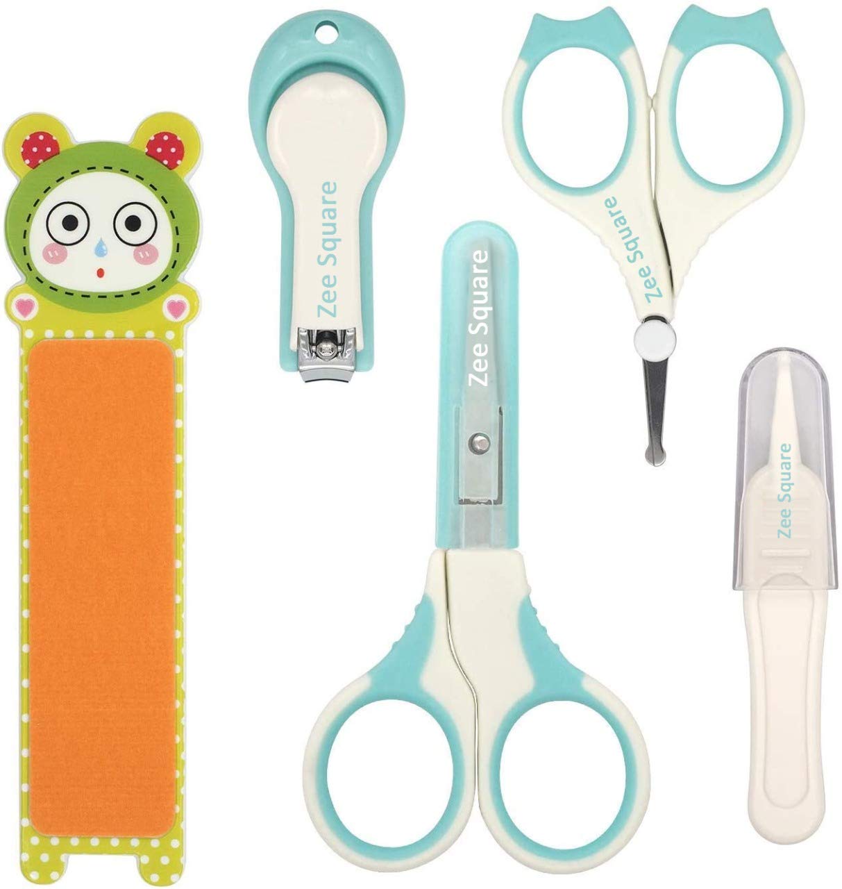 ZeeSquare 5 Pieces Baby Nail Clipper Set Baby Essential for Newborn Including Nail Scissors and Tweezer, Kids Manicure Set Grooming Kit for Toddler, Infant Baby Nail Care Kit for Newborn