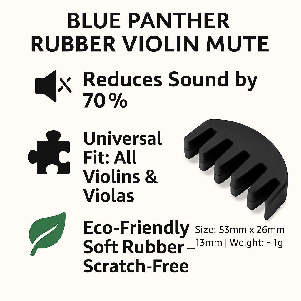 Blue Panther Practice Rubber Mute for Violins & Viola - Silent Practice Tool, Violin Accessory (Pack of 1) - Image 5 thumbnail