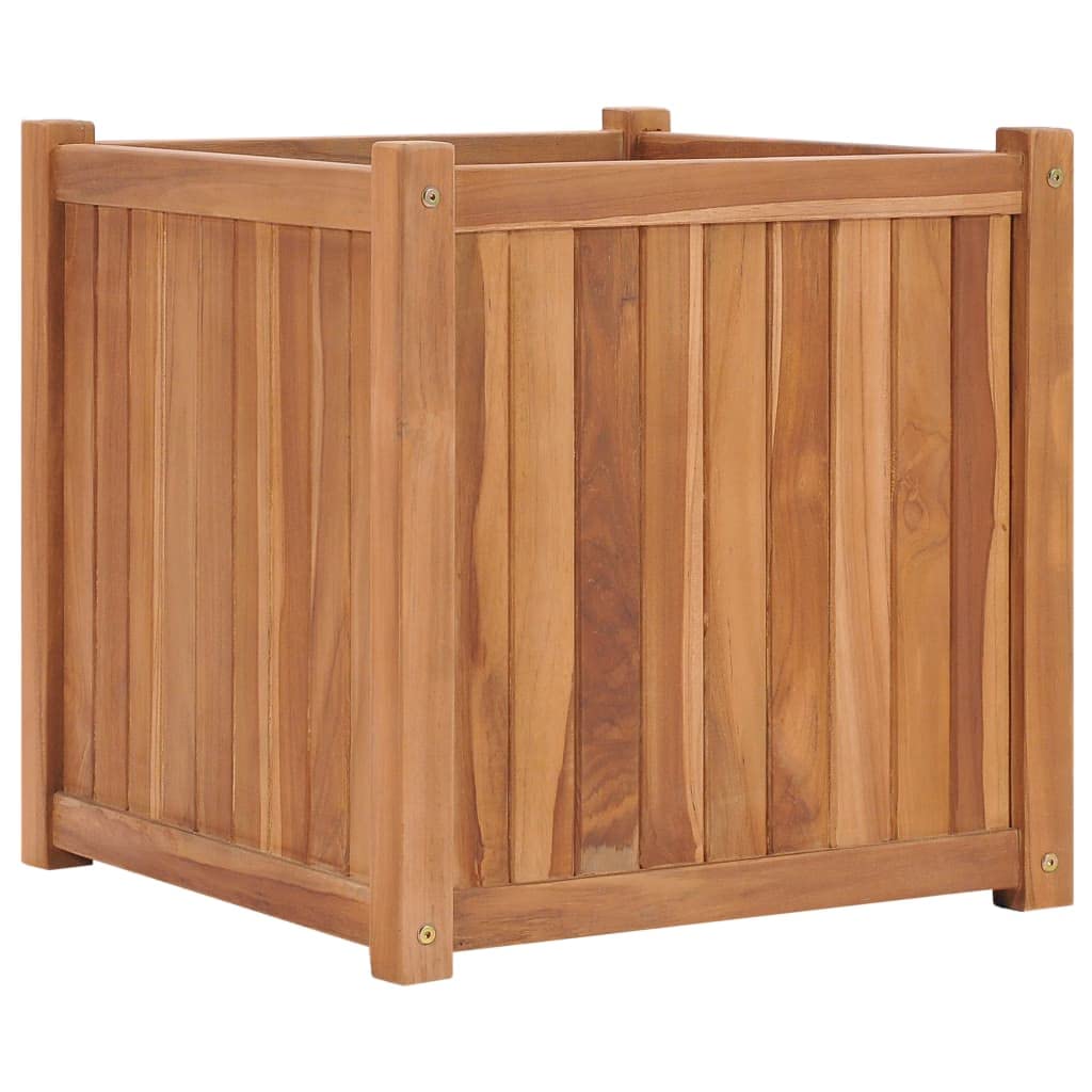 Podwyższona grządka z litego drewna tekowego, 50 x 50 x 50 cm, odporna na warunki atmosferyczne, do ogrodu, na balkon i taras, trwała donica na rośliny i warzywa