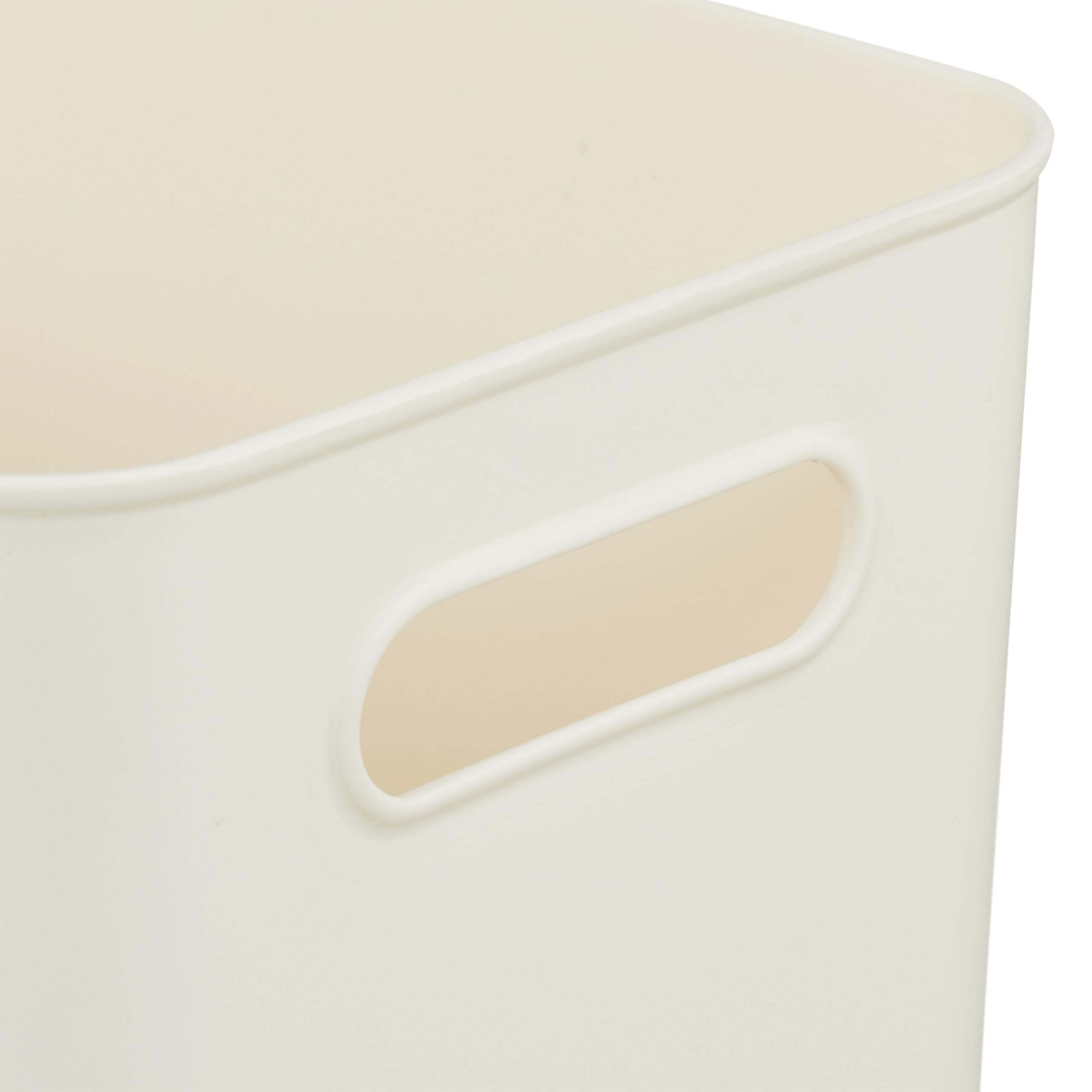 Relaxdays Caja de Almacenamiento con Tapa, Set de 4, plástico y bambú, Asas, 16x26x17.5 cm, Blanco