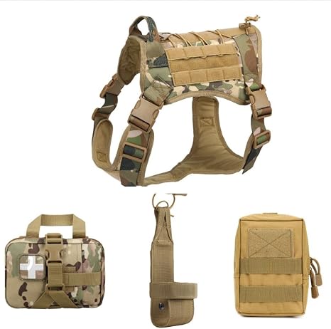 Amazon.com: PetDote Molle - Arnés táctico para perros con mochila con  servicio antitirones, arnés militar para perros grandes y medianos,  entrenamiento para caminar y senderismo (camuflaje, M) : Productos para  Animales