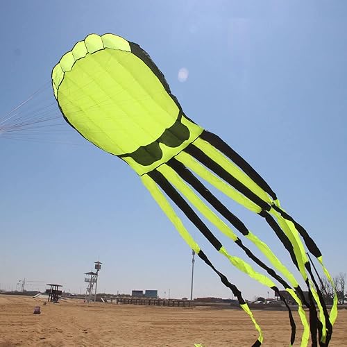 Miniatura 6 de Cometa inflable suave de pulpo fresco 3D de 32 pies con gafas de sol, cometa grande para adultos, deportes al aire libre, fácil vuelo (rojo)