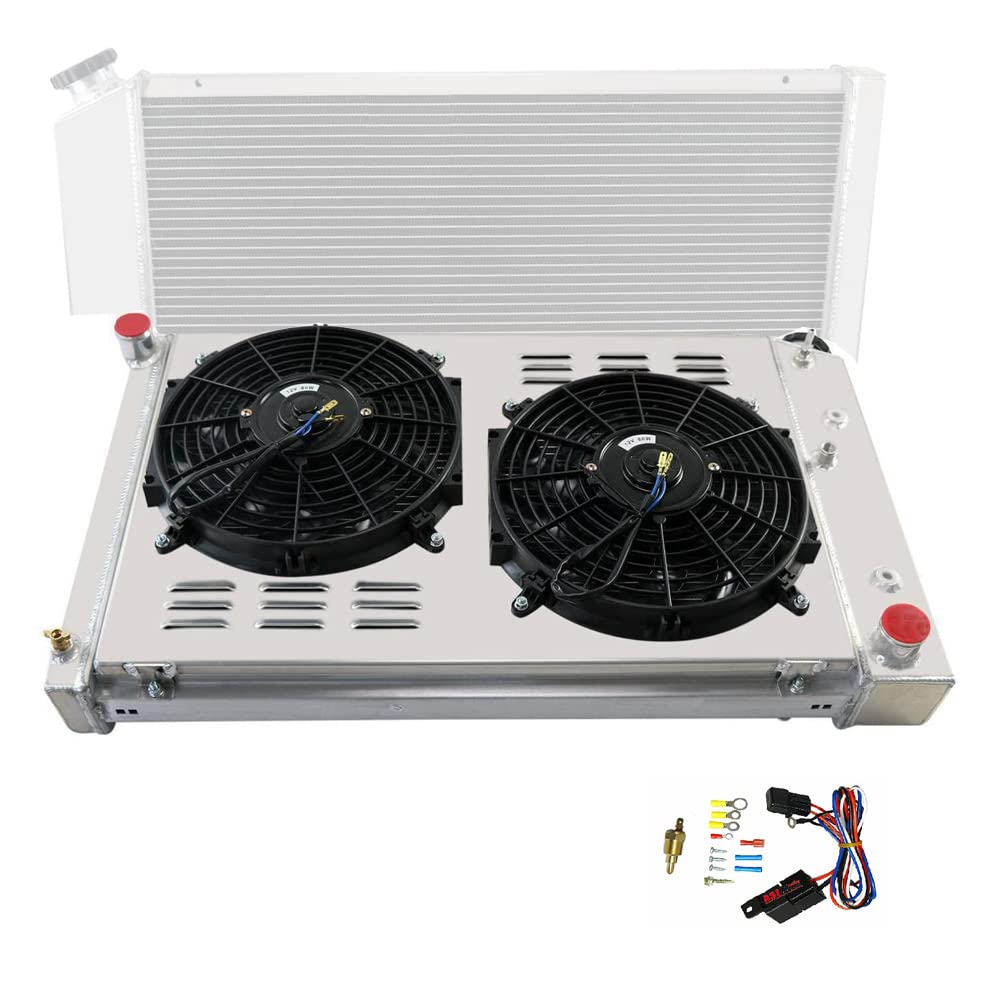 4 Core Compatible with 1978-1987 Oldsmobile Cutlass Supreme, Monte Carlo SS LS V8 5.0L | 4-Row Aluminum Radiator+Shroud+12‘’Fans 1983 1982 1986