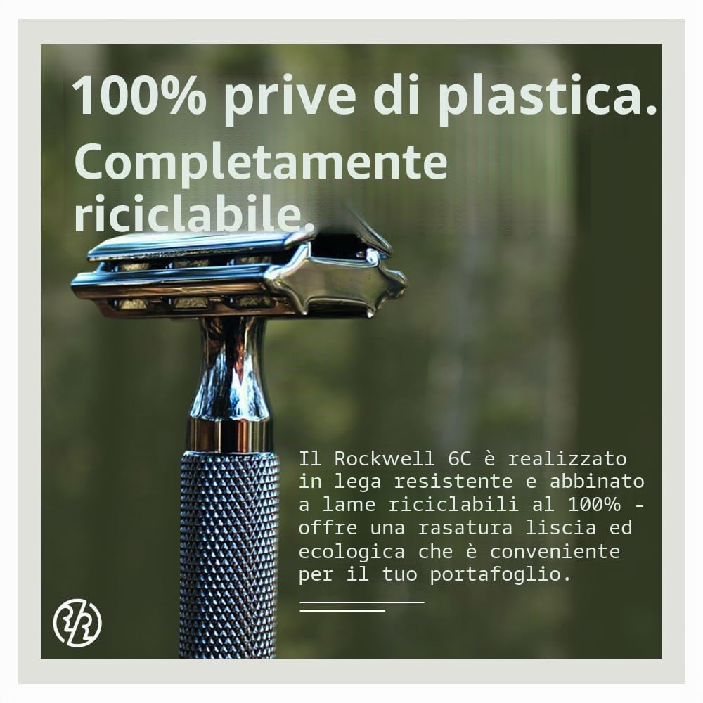 Rockwell Razors - Rasoio di sicurezza regolabile a doppio bordo 6C Bianco/Cromato White Chrome