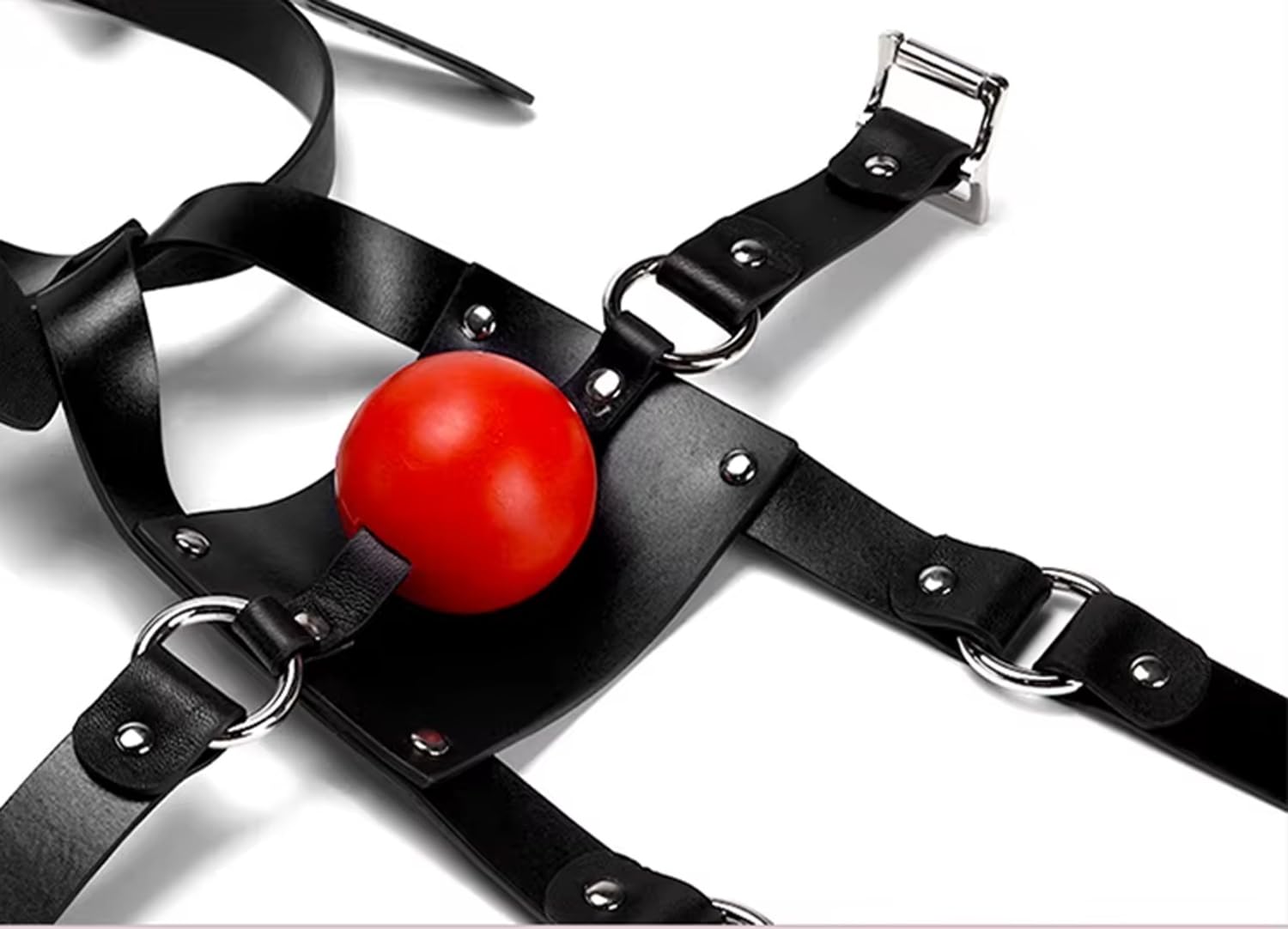 Fétiche Bâillon de bouche en simili-cuir avec balle de gag - Bondage BDSM Sex Toy - Harnais de tête d'écarteur de bouche - érotique