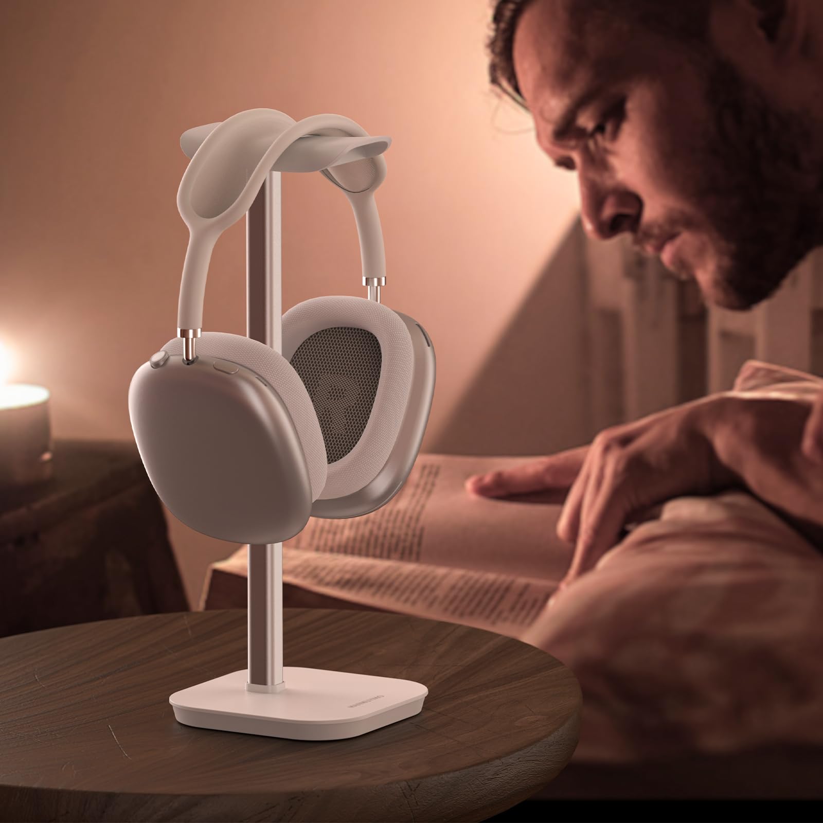 Supporto per cuffie, supporto per cuffie da scrivania, base pesante, in alluminio, compatibile con AirPods Max, AirPods Pro, Sony, Beats, Bose, Razer (bianco)