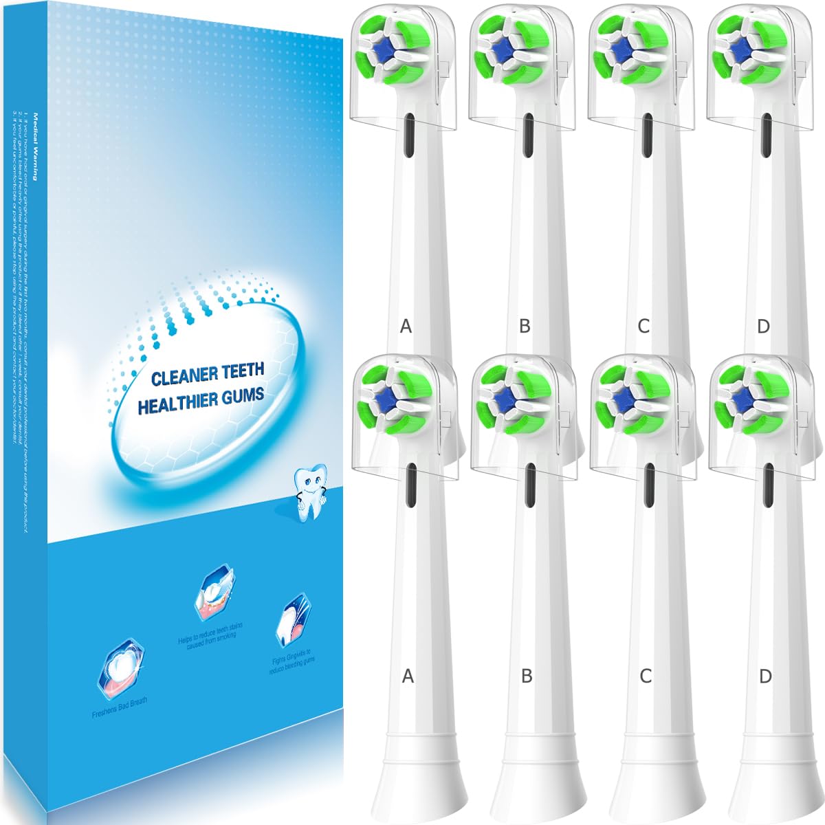 CREMODUL Testine di Ricambio Compatibile con Oral b IO 2/3/3S/3N/4/4N/5/5N/6/6N/7/7N/8/8N/9/9N/10/My Way Spazzolino Elettrico, 8 Unità Bianco
