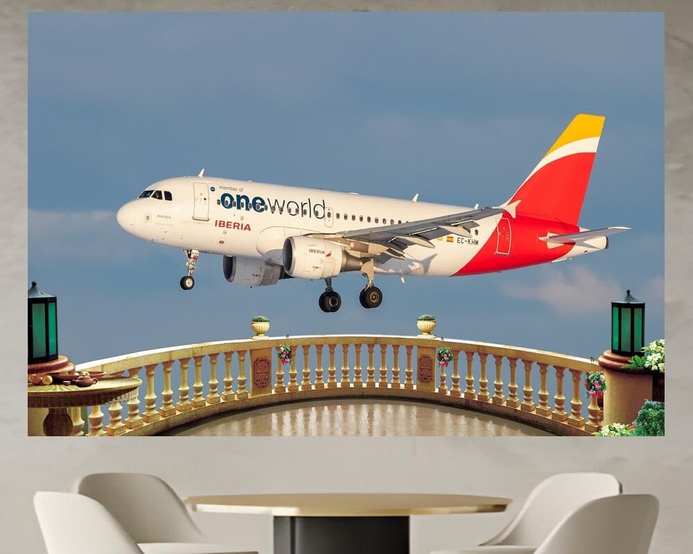 JVERF - JZZD00843 Passenger Airplanes Airbus Iberia A Side| Self-Adhesive Open Window Wall Sticker