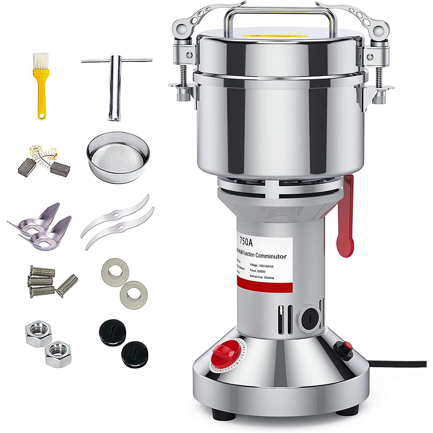 AYCDL Electric Grain Mill Grinder 3000W High Speed Stainless Steel Pulverizer 750G Upright Type Commercial Spice Grinder Dry Grinder Grinding Machine