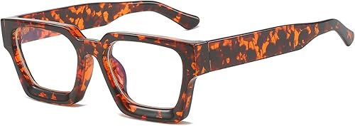 Miniatura 10 de EYLRIM Gafas de luz azul con marco cuadrado grueso para mujeres y hombres, lentes de computadora sin receta