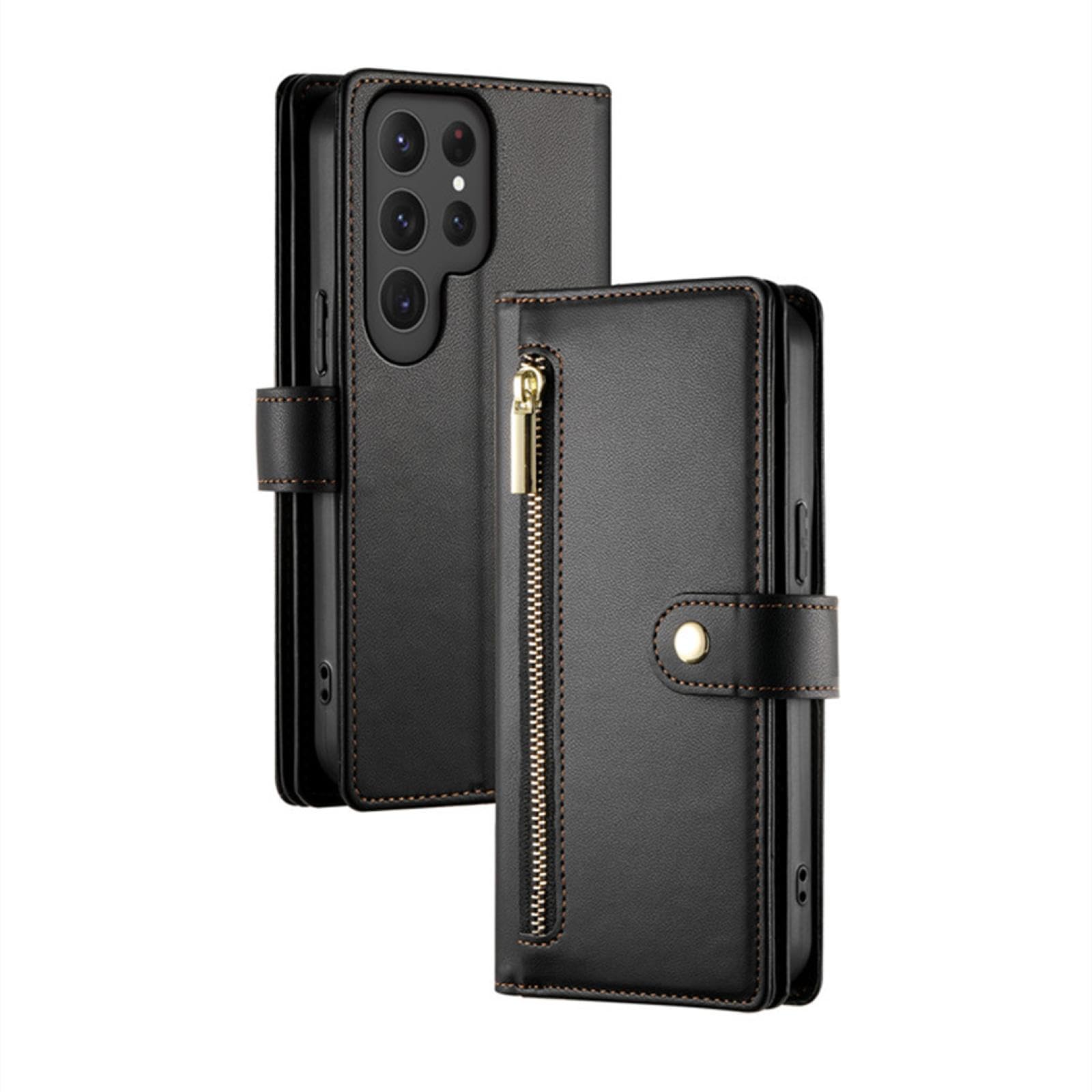 Do Samsung S22 Plus Crossbody Zip Portfel Skórzany Telefon Etui Smycz Klapka Portfel Pokrowiec (Do Samsung S22 Plus/czarny)