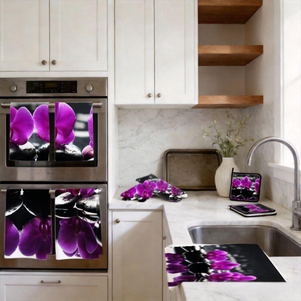 9PCS Viola Orchidea Zen Cucina Decor e Accessori Set