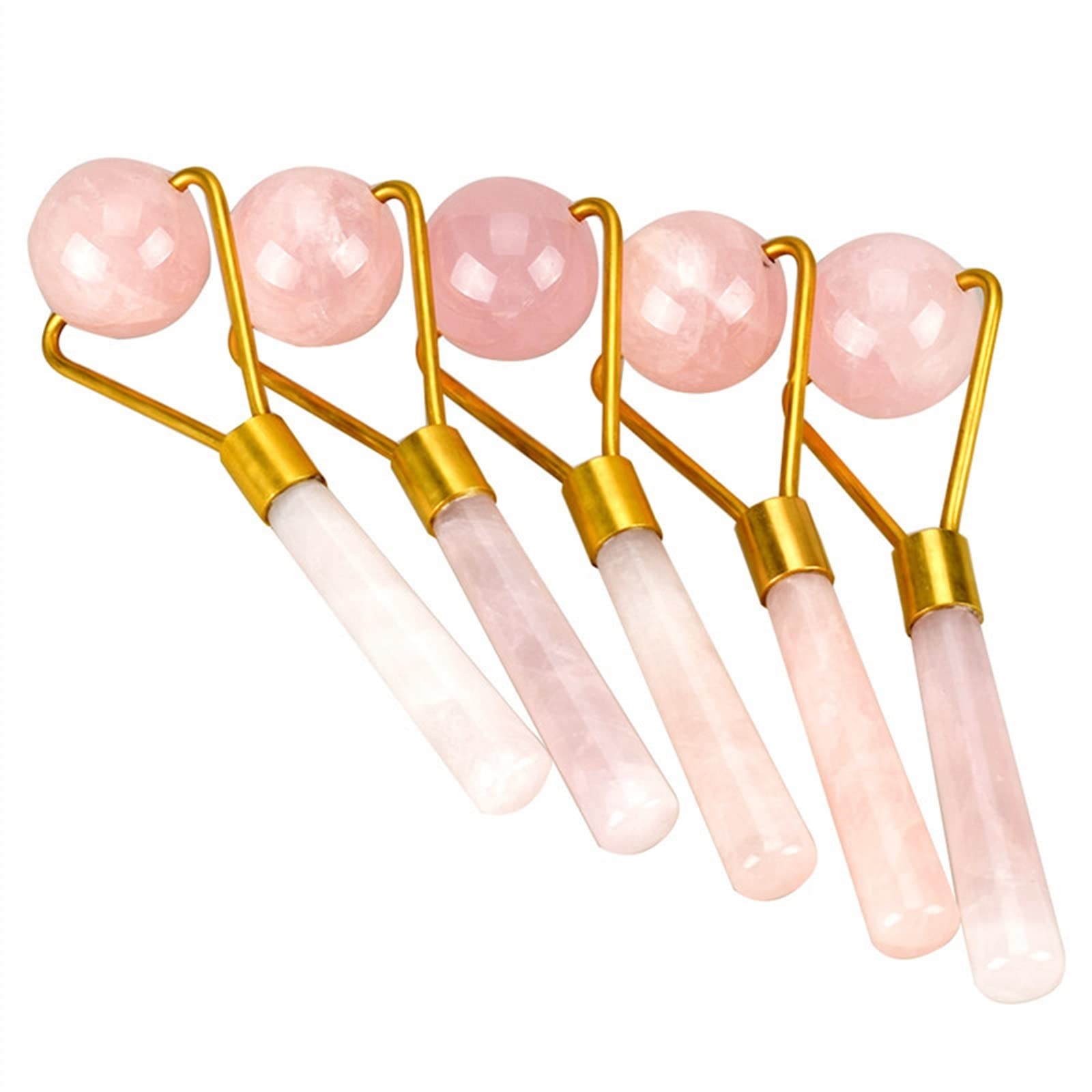 Bola de Masaje Rodillo de Jade GuaSha Raspado Herramienta de Estiramiento Facial Piedra de energía de Cristal Rosa Masajeador Corporal for Relajarse en la Espalda 1 Uds.