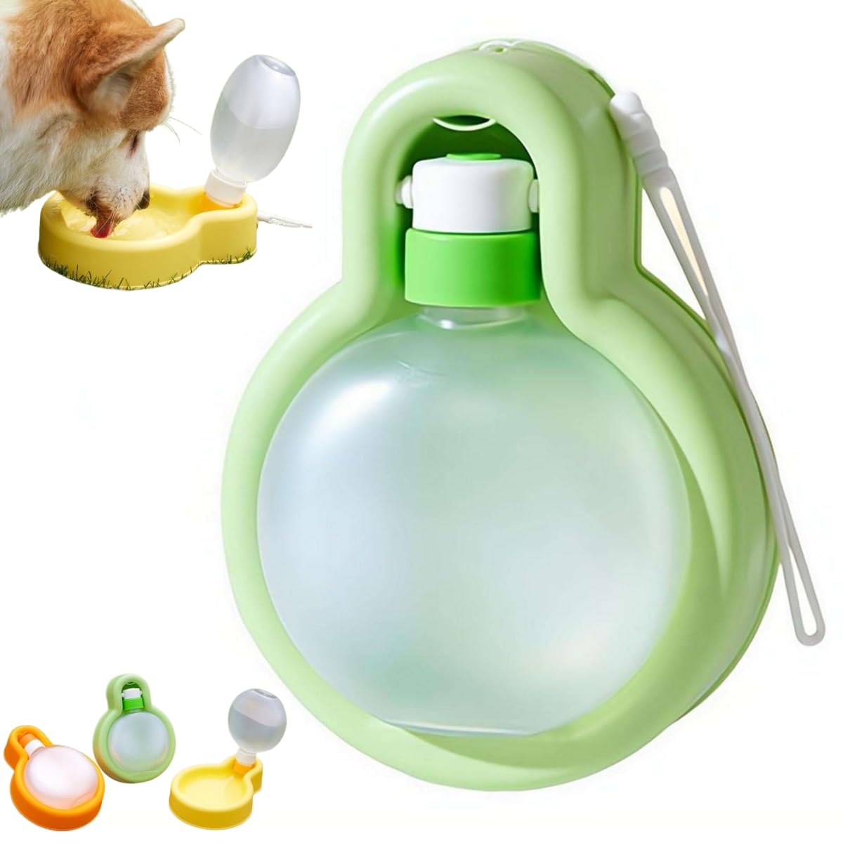Portable Dog Pet Water Bottle for Walking, 2 in 1 Foldable Dog Water Bottles, Collapsible Leak Proof Puppy Drinker Pet Waters Bottle for Small Dogs Walking, Hiking & Travel (Green Small)