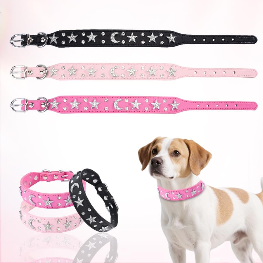 Serijoars Bling Rhinestone Dog Collar for Small Dogs, Black Crystal Sparkle Diamond Puppy Collar Girl Female Pet, XS S M Size image 4