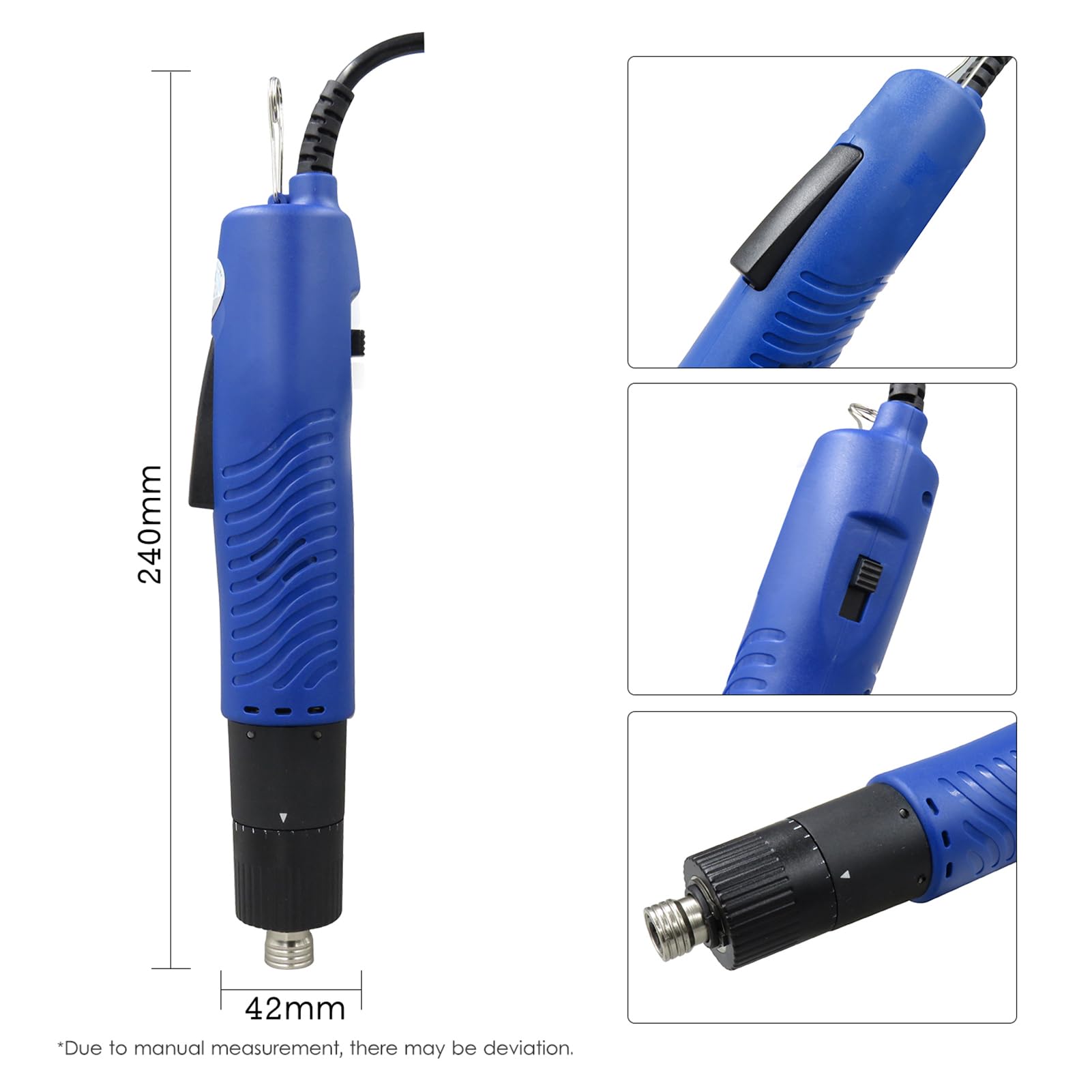 HUIOP Cacciavite elettrico AC 220V Cacciavite elettrico con cavo portatile Coppia regolabile 1/4 di pollice Strumento di riparazione del diametro della punta della vite