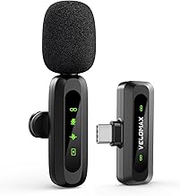 VELOMAX Mic for YouTube Wireless - mic Wireless Ultra-Clear Noise Reduction, 30M Stable Connection, Zero Latency, Plug & Play, Perfect Wireless Mic for Youtubers Creators (Single Mic(Type C Port))