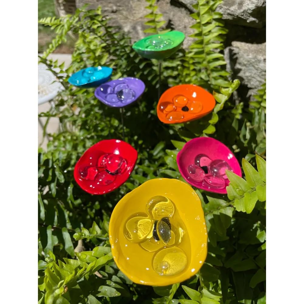 Stazione di irrigazione per api, pozzanghera di farfalle, tazze per colibrì, impollinatore per api e farfalle, mini pali per fiori e api per decorazione esterna da giardino e cortile (rosso, 3 pezzi)