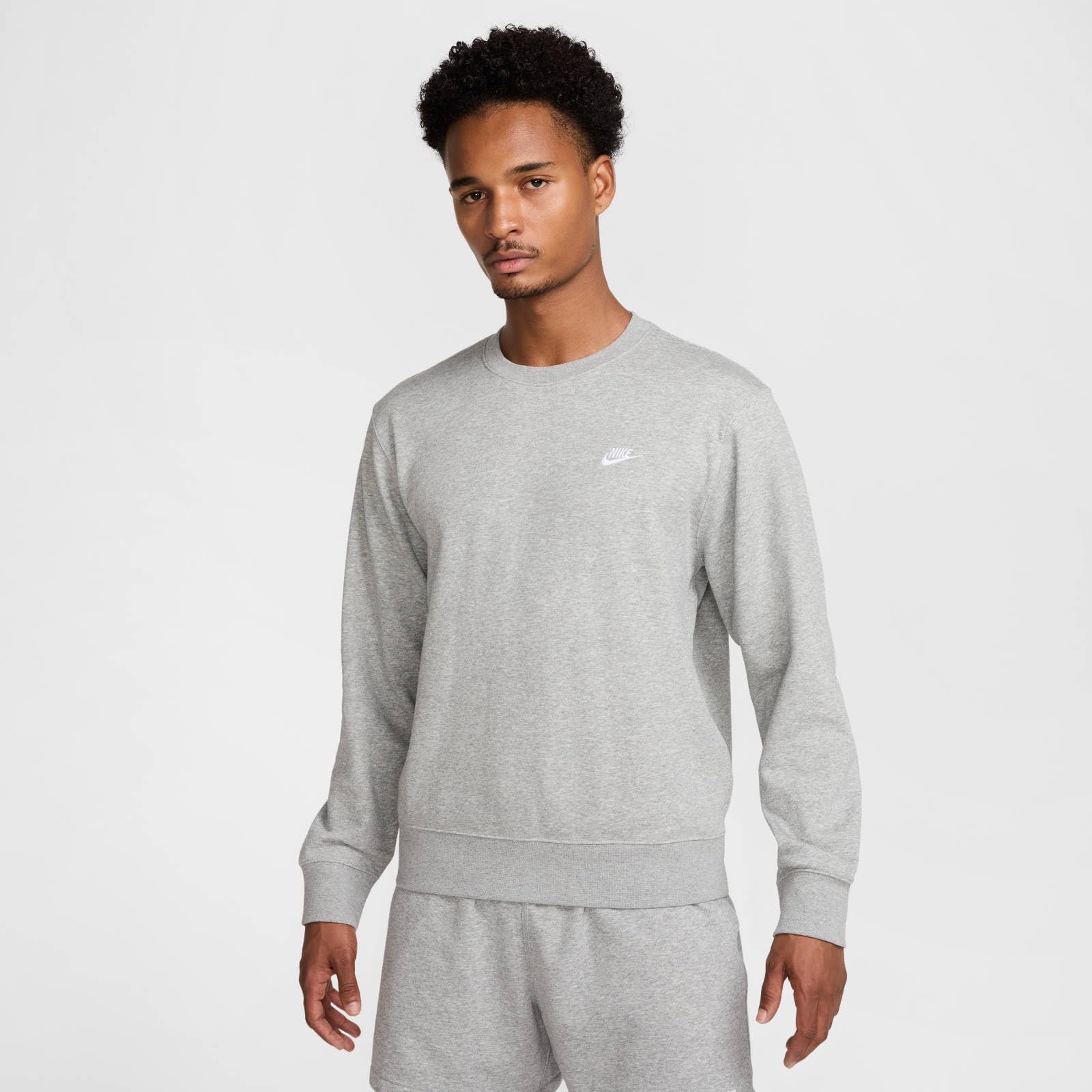 Nike Męskie Club Ft Crew Sweter Dk Grey Heather/White XXL