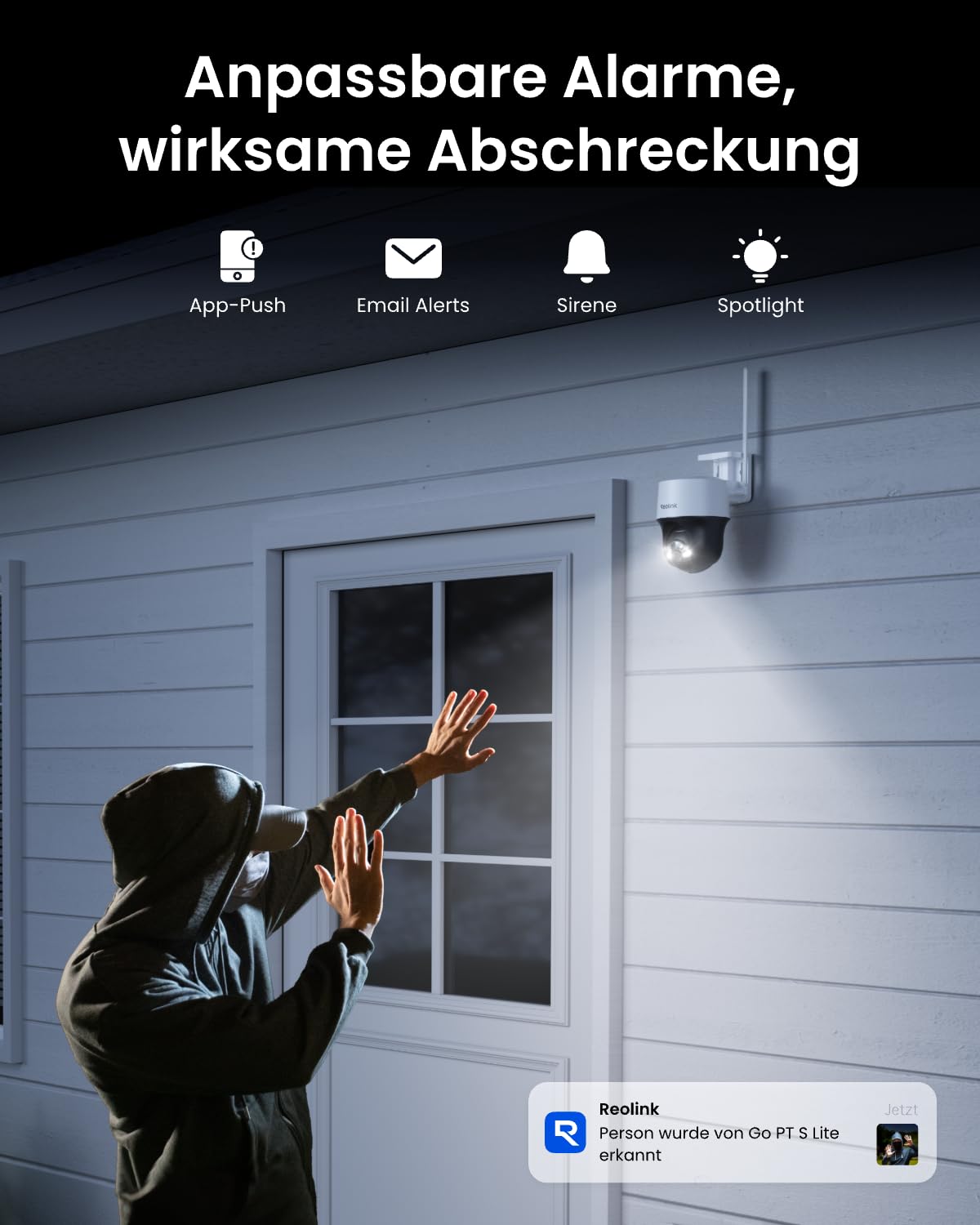Reolink 4G LTE Kamera Solar Outdoor, 2K 4MP, Farbige Nachtsicht | Automatische Verfolgung, 360° PT Überwachungskamera mit SIM Karte (unabnehmbar), KI Erkennung, bis zu 512 GB, Go PT S Lite